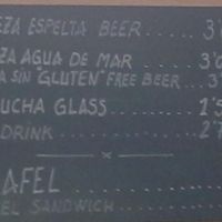 Drinks menu at kVegan in Tenerife