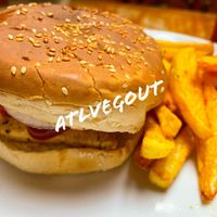 Tofu burger   at Blind Lemon's in San Marcos La Laguna