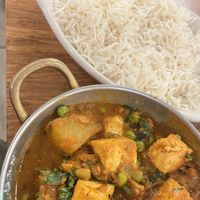 tofu aloo mattar masala and basmati ricee  at The Eden Gardens (Indian Delicacy) in San Jose
