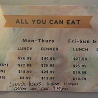 Buffet prices  at Hokkaido Sushi in Ottawa