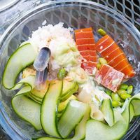 Vegan poke bowl (to anxious to start so already half eaten) at Hotel Gaia in Diepenveen
