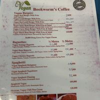Menu  at Bookworm's Coffee in Ho Chi Minh City