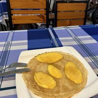 Pancake with mango and maple syrup - really good!  at Bookworm's Coffee in Ho Chi Minh City