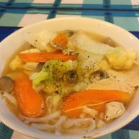 Vegan pho with mock chicken at Bookworm's Coffee in Ho Chi Minh City