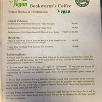 Menu at Bookworm's Coffee in Ho Chi Minh City
