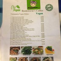 Menu at Bookworm's Coffee in Ho Chi Minh City