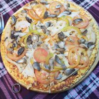 Delicious vegan pizza at Bookworm's Coffee in Ho Chi Minh City