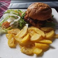 Spicy black bean burger. at Bookworm's Coffee in Ho Chi Minh City
