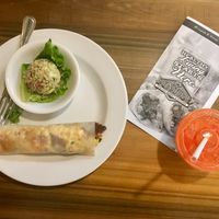 Breakfast All Day Long Burrito with GF Coconut Wrap & Cucumber Quinoa Salad at Bay Naturals Healthy Market & Kitchen in Myrtle Beach