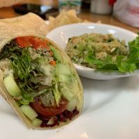 Veggie hummus wrap with a side of quinoa at Bay Naturals Healthy Market & Kitchen in Myrtle Beach