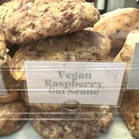 Vegan raspberry oat scone   at Olympia Coffee Roasting in Seattle