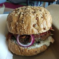 Chickpea burger at Chwast Food in Warsaw