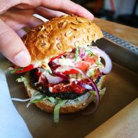 spinach burger  at Chwast Food in Warsaw