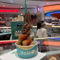 Vegan chocolate hazelnut ice cream with almonds and strawberries   at Yolé Thailand - Siam Paragon in Bangkok
