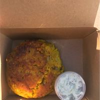Vegan Indian lentil pattie at The Herb Centre Cafe in Christchurch