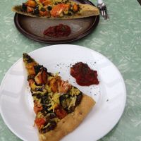 Vegan pizza at Beat Street Cafe in Christchurch