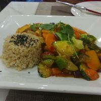 Rice with tofu and vegetables at Vantana in Sevilla