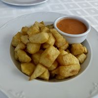 Patatas Bravas with a salsa sauce at Montimar in Mallorca
