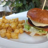 Vegan burger with hummus at Montimar in Mallorca