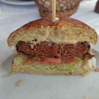 The patty is made from soy at Montimar in Mallorca