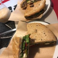 Sandwiches mushroom/cheese and bell pepper/feta😄 at KIRAS - Totoriu 7 in Vilnius