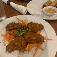 Vegan buffalo chickin wings + spring rolls  at Thai Meal in Plantation