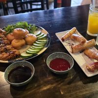 Duck and buns, fries fruit rolls at Chay TU Dao in Da Nang