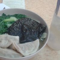 Noodle soup with sea vegetables and dumplings at Fok Hing Food Shop in New Territories
