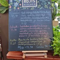 Menu of the day. Only in Finnish, but they happily translated it for us. at Roots Kitchen in Turku