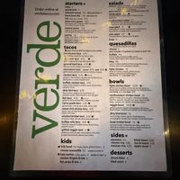 Menu at Verde Taqueria in Brookhaven