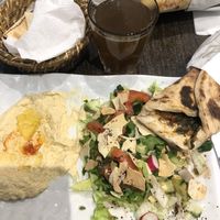 Zaatar wrap in back, veggie meals and mint tea.  at O'Saj in Toulouse