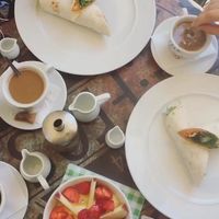 Spicy breakfast wraps and homemade granola with soy yoghurt, fruit and corn sirup at Refresh Restaurant - Re Fresh in Bratislava