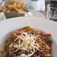 Sweet potato noodles and v burger at Refresh Restaurant - Re Fresh in Bratislava