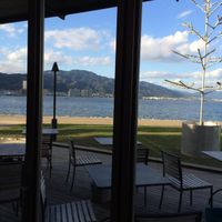 Nagisa WARMS cafe facing beautiful Lake Biwa. at Nagisa Warms in Otsu