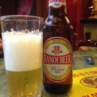 Drinks include beer and fruit juices. at Bo De Chay - Market and Restaurant in Hanoi