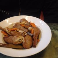 Fried chicken. Comes on lemongrass stalk "drum stick." at Bo De Chay - Market and Restaurant in Hanoi