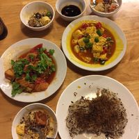 Tofu dishes and fried rice at Bo De Chay - Market and Restaurant in Hanoi