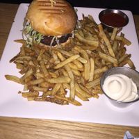 Mushroom walnut burger with fries at Pure Kitchen - Richmond Rd in Ottawa