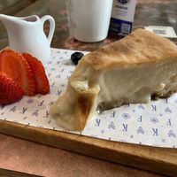 Their plant based (but not raw) “cheesecake”   at Flax & Kale - Placa Castella in Barcelona