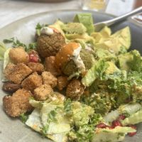 Plant based Caesar salad with falafel   at Flax & Kale - Placa Castella in Barcelona