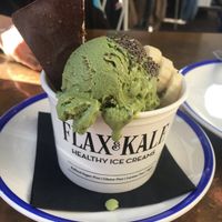 Matcha tea ice cream at Flax & Kale - Placa Castella in Barcelona