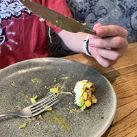 Found this delicious black hair in our foodd  at Flax & Kale - Placa Castella in Barcelona