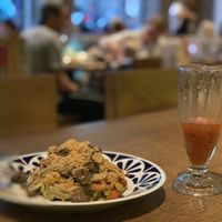 Gluten free mushroom pasta - it was delicious! at Flax & Kale - Placa Castella in Barcelona
