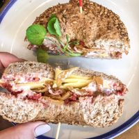 Vegan bagel at Flax & Kale - Placa Castella in Barcelona