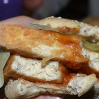 vegan burger after two bites at BurgerFuel - Sowah Square in Abu Dhabi