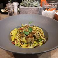 Peanut sauce noodles at Green Pumpkin in Riga