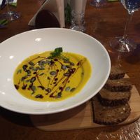 vegan pumpkin soup (highly recommend) at Green Pumpkin in Riga
