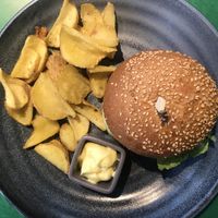 Tasty spicy burger  at Green Pumpkin in Riga