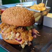Crispy oyster mushroom burger at Green Pumpkin in Riga