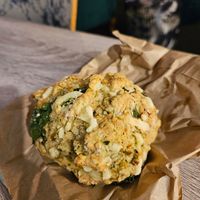 Vegan parmesan and spinach scone at The Shroom Room in Christchurch